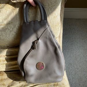 Valentina Leather Convertible Backpack Crossbody Bag Taupe, Elephant Gray